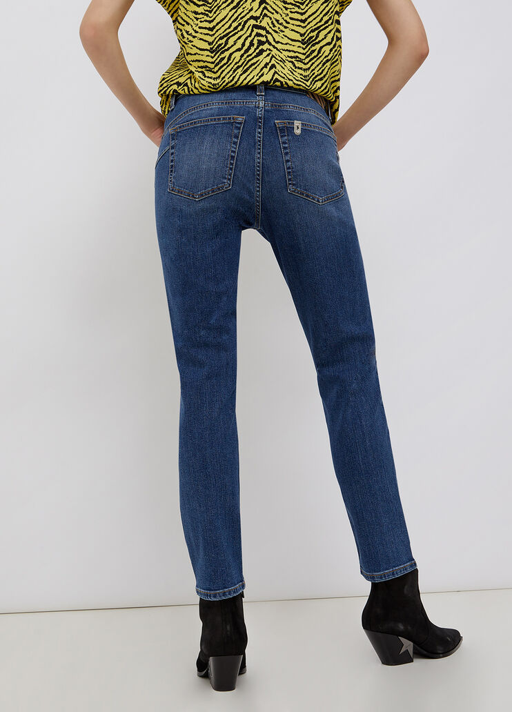 Jeans slim fit a vita alta denim blu/zebra Liu Jo - large image number 1 Jeans slim fit a vita alta denim blu/zebra Liu Jo - large image number 1