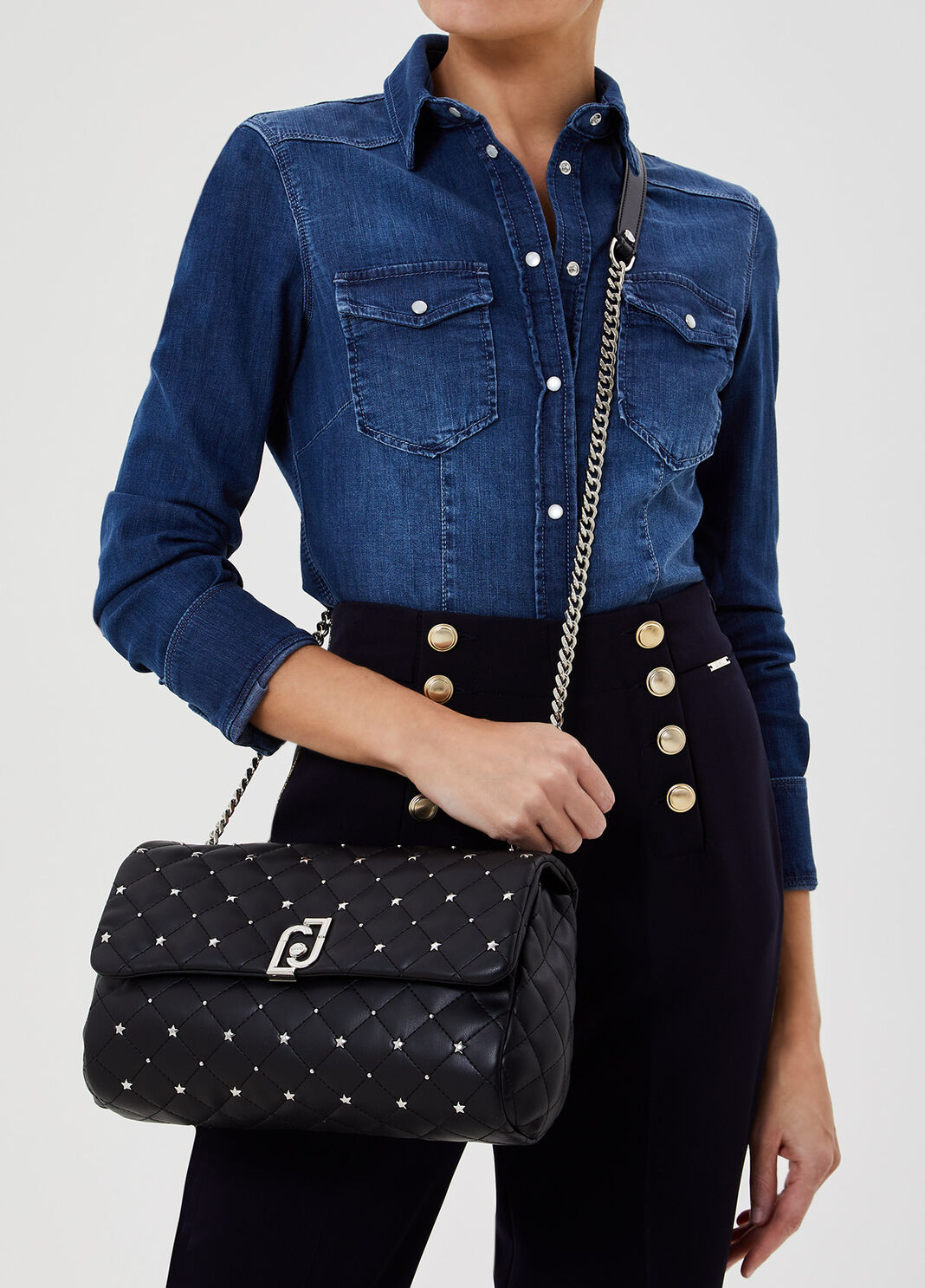 Umh&auml;ngetasche mit Mininieten Schwarz Liu Jo - large image number 1