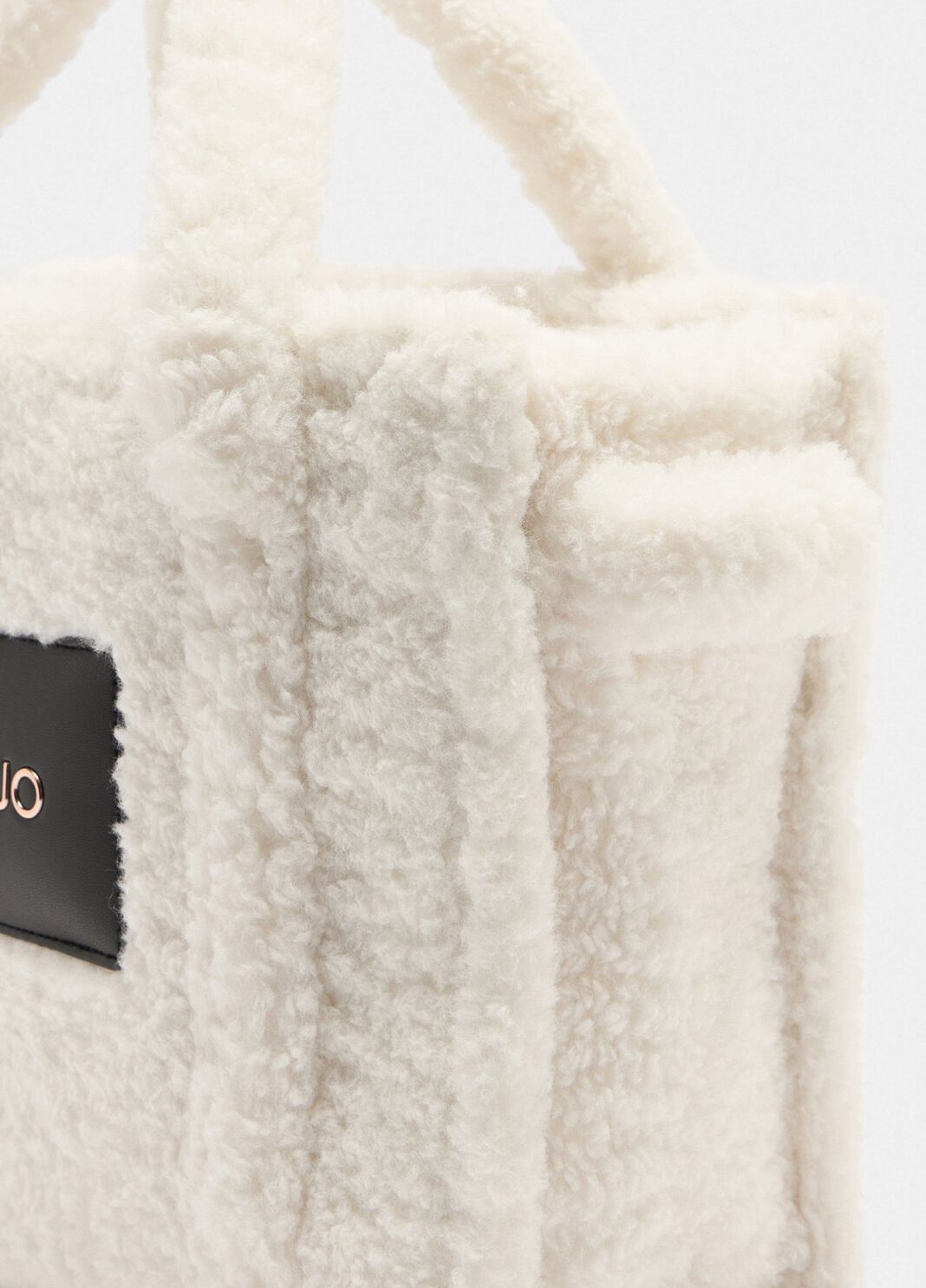 Shopper format moyen en tissu polaire Teddy blanc lait Liu Jo - large image number 4