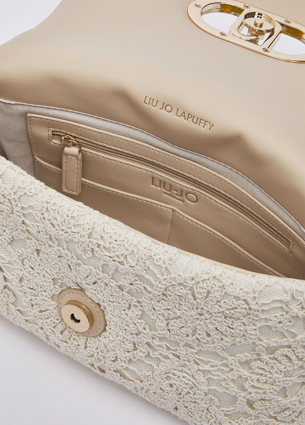 Sac format moyen LaPuffy en crochet cr&egrave;me Liu Jo - large image number 6