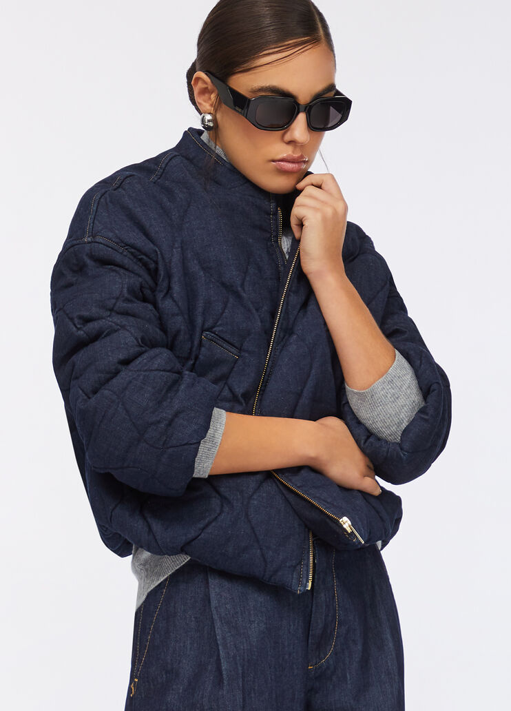 Quilted denim bomber jacket dark blue denim Liu Jo - medium