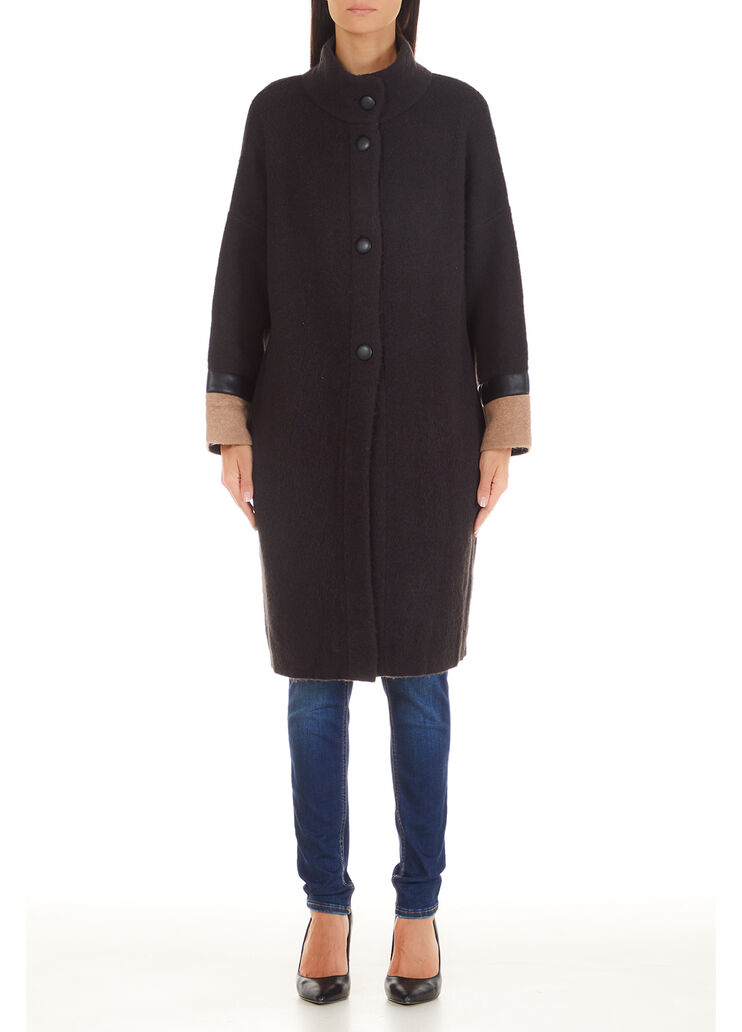 Manteau en maile double noir et camel Liu Jo - large image number 0