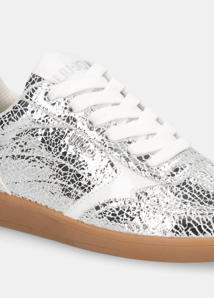 Metallic crackle-look leather sneakers silver Liu Jo - large image number 6 Metallic crackle-look leather sneakers silver Liu Jo - large image number 6