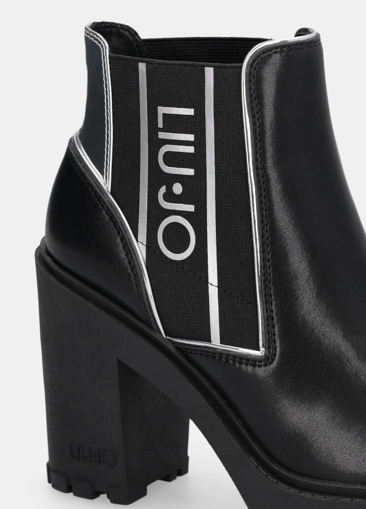 Кожаные полусапоги с логотипом черный Liu Jo - medium