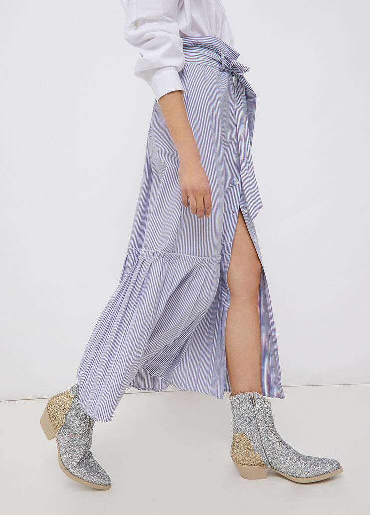 Langer Rock mit Streifen Weiß/Azurblau Liu Jo - large image number 2 Langer Rock mit Streifen Weiß/Azurblau Liu Jo - large image number 2