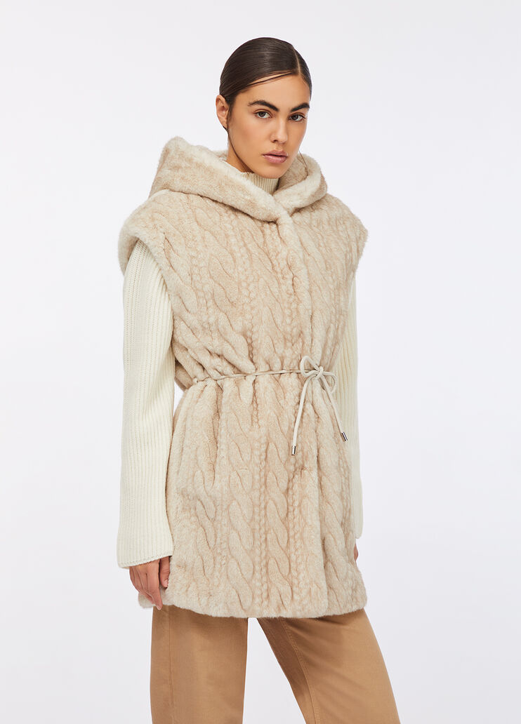 Gilet in teddy con cappuccio beige Liu Jo - large image number 0