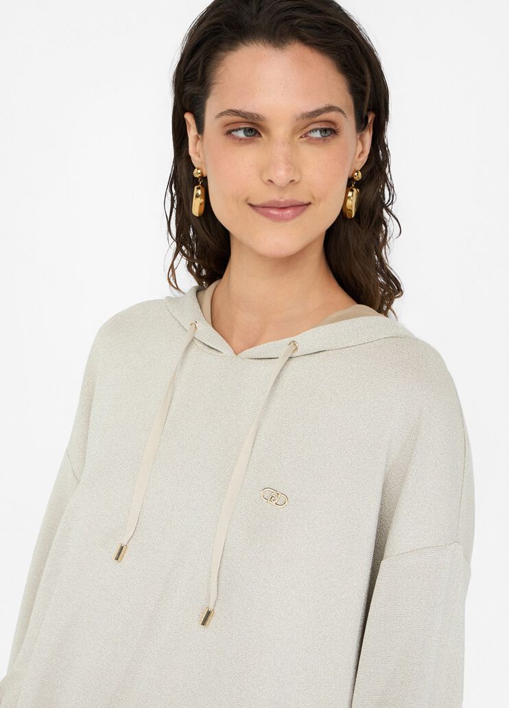 Lurex® hoodie beige Liu Jo - large image number 3 Lurex® hoodie beige Liu Jo - large image number 3