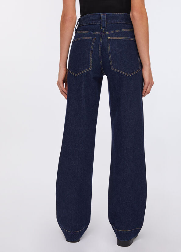 Straight jeans with jewelled beads dark blue denim Liu Jo - large image number 1