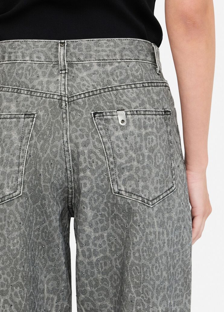 Pantalon évasé avec imprimé gris animalier Liu Jo - large image number 4 Pantalon évasé avec imprimé gris animalier Liu Jo - large image number 4