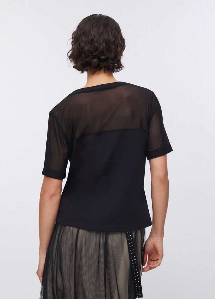 Jersey and mesh T-shirt black Liu Jo - large image number 1