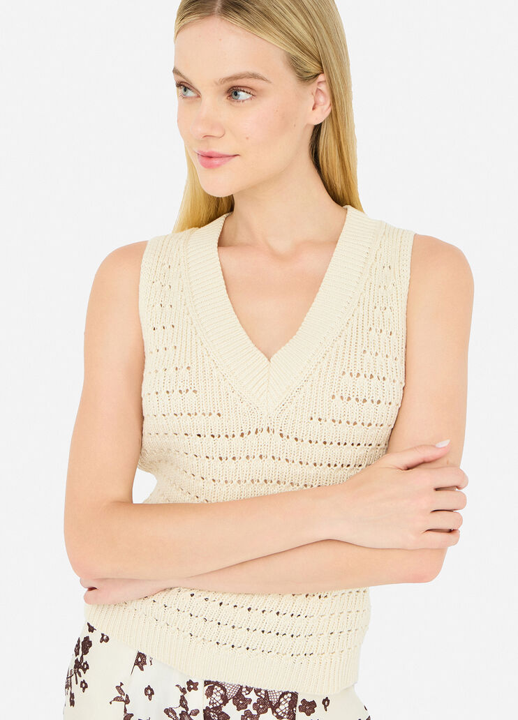 Haut avec détails en sergé imprimé beige Liu Jo - large image number 4