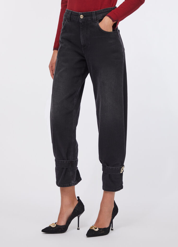 Джинсы-бананы с высокой посадкой черный деним Liu Jo - large image number 0