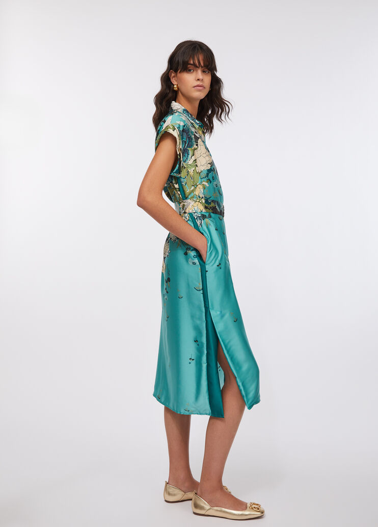 Hemdblusenkleid aus bedrucktem Twill Azurblau Liu Jo - medium