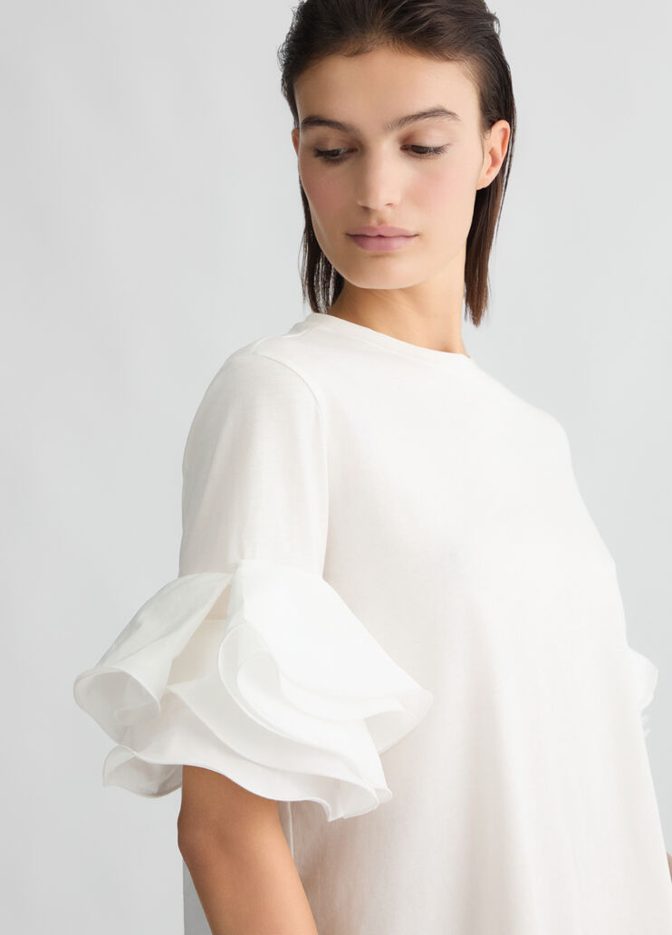 White T-shirt with flounced detailing white Liu Jo - medium White T-shirt with flounced detailing white Liu Jo - medium