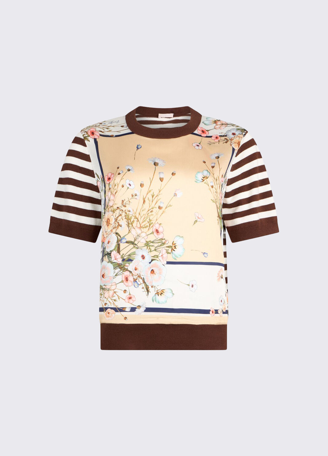 Top mit Eins&auml;tzen aus bedrucktem Twill Braun/Wei&szlig; Liu Jo - large image number 6