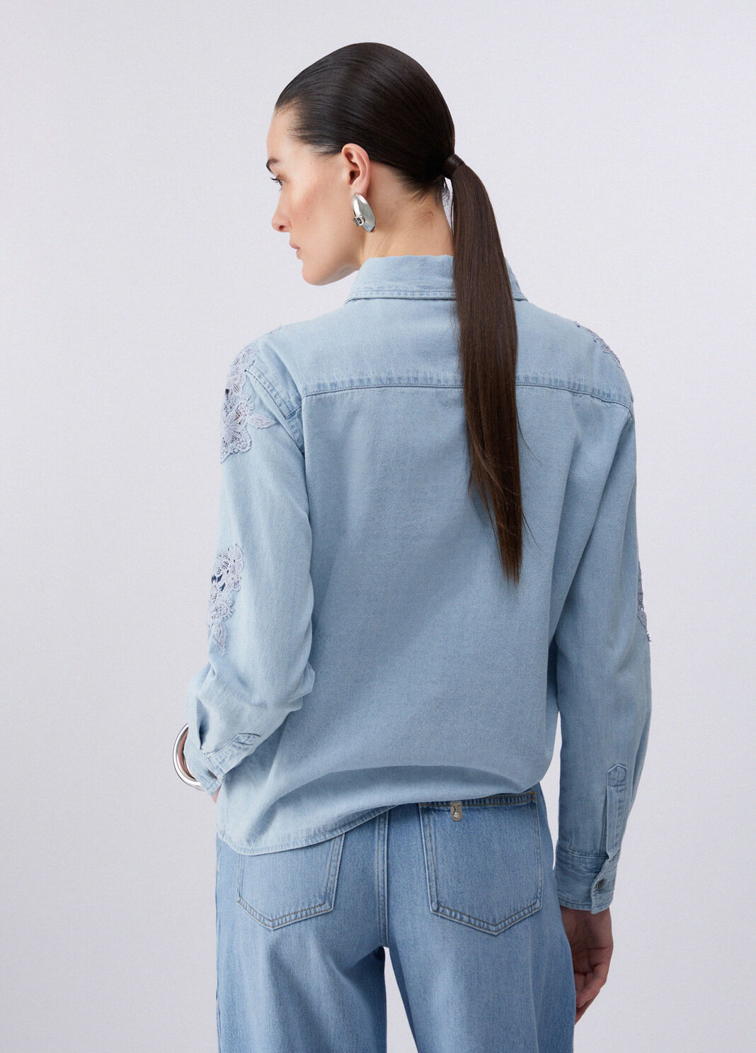 Denim shirt with lace light denim Liu Jo - large image number 1