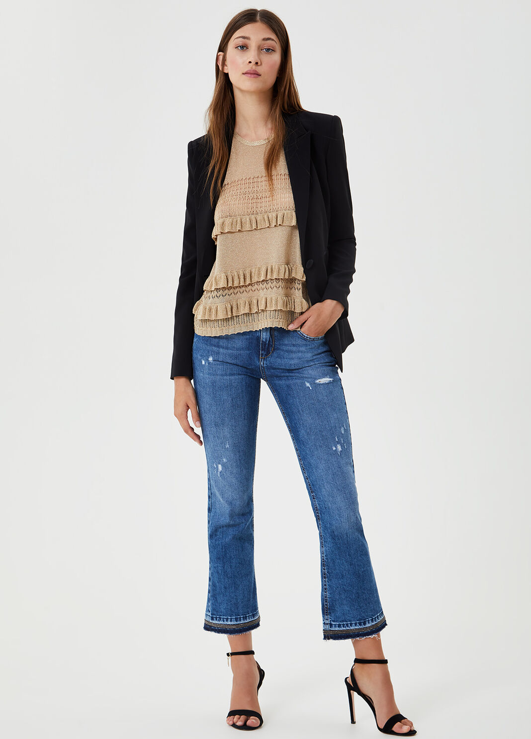 Cropped bell-bottom jeans Blue Liu Jo - large image number 3