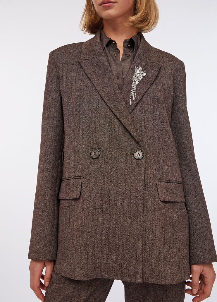 Double-breasted jacket with belt dark brown Liu Jo - large image number 3