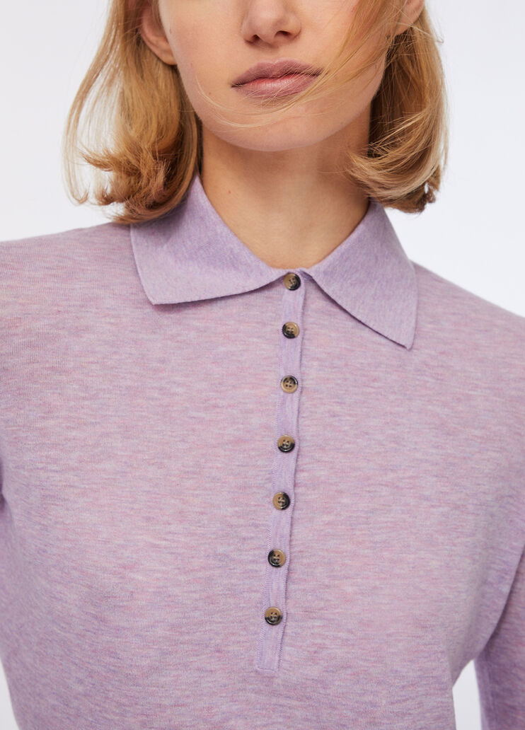 Cotton and cashmere polo shirt lilac Liu Jo - large image number 2 Cotton and cashmere polo shirt lilac Liu Jo - large image number 2