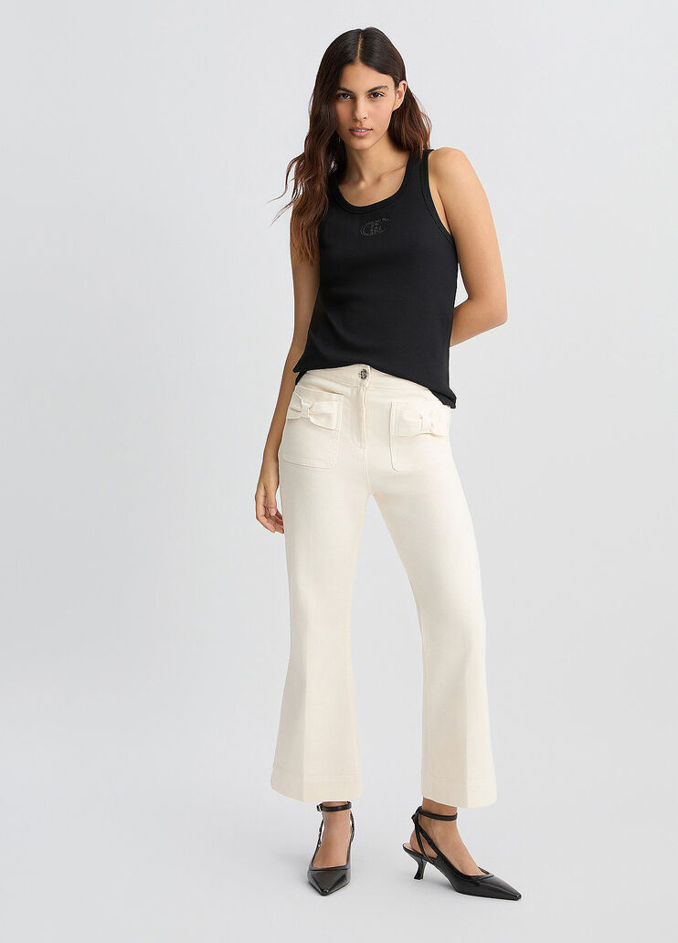 Cropped flared cotton trousers white Liu Jo - large image number 5 Cropped flared cotton trousers white Liu Jo - large image number 5
