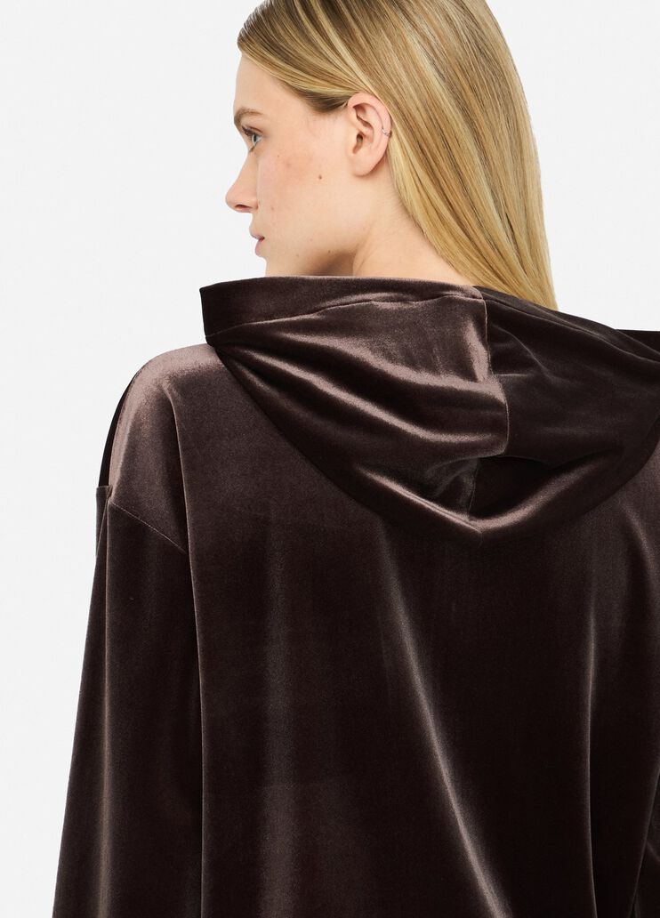 Sweat-shirt en chenille avec capuche chocolat Liu Jo - large image number 4