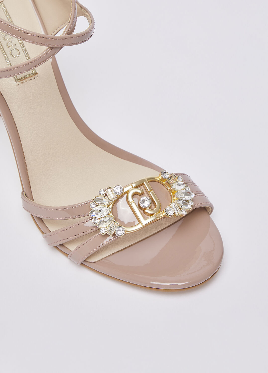 Patent leather sandals with bejewelled logo nude Liu Jo - large image number 5
