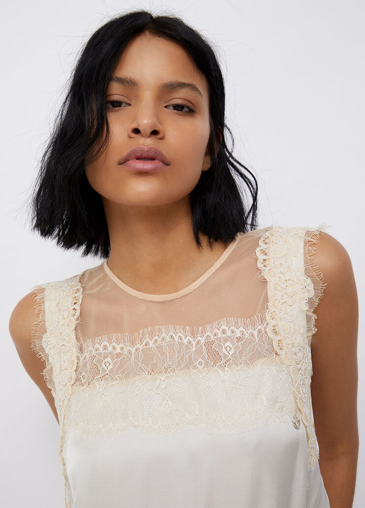 Satin top with lace white Liu Jo - large image number 2 Satin top with lace white Liu Jo - large image number 2