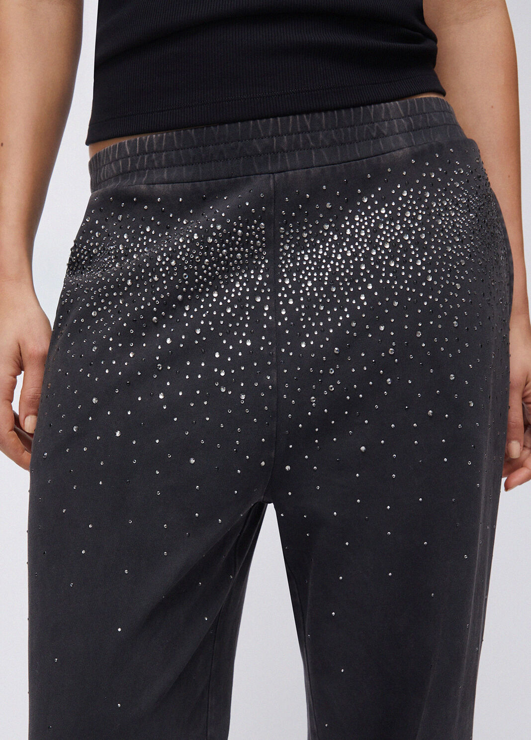 Verwaschene Jerseyhose mit Strass schwarz Liu Jo - large image number 4