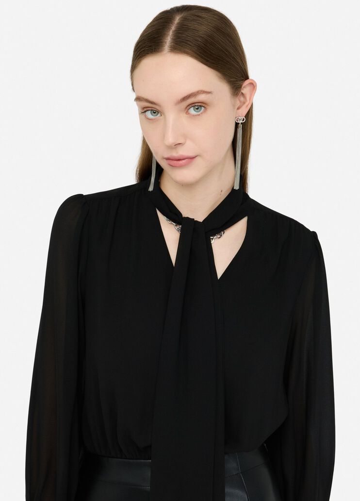 Kurzes Kleid mit Schleife Schwarz Liu Jo - large image number 2 Kurzes Kleid mit Schleife Schwarz Liu Jo - large image number 2