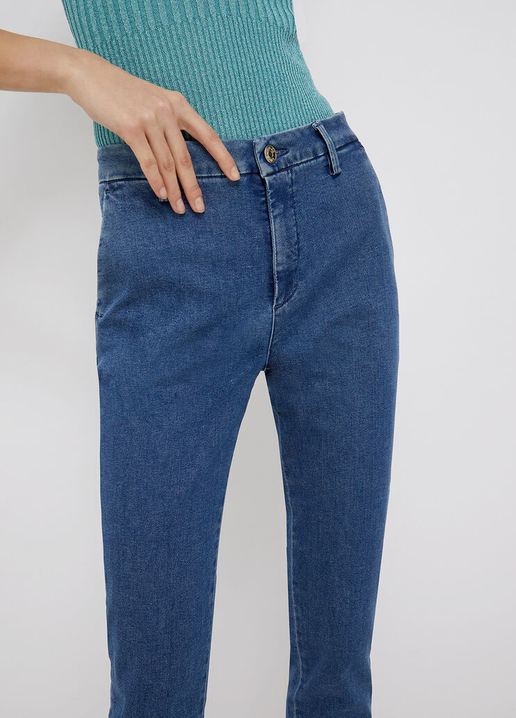 Chinos with jewel buttons blue denim Liu Jo - large image number 2 Chinos with jewel buttons blue denim Liu Jo - large image number 2