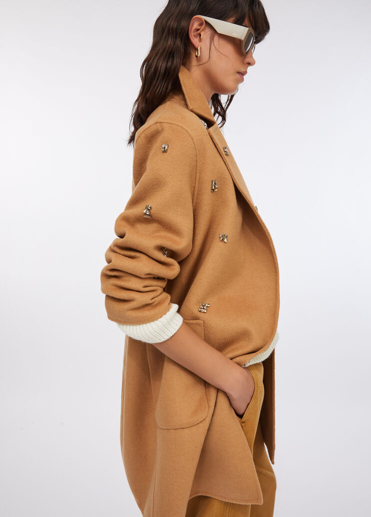 Wool coat with bejewelled embroidery sand Liu Jo - large image number 4