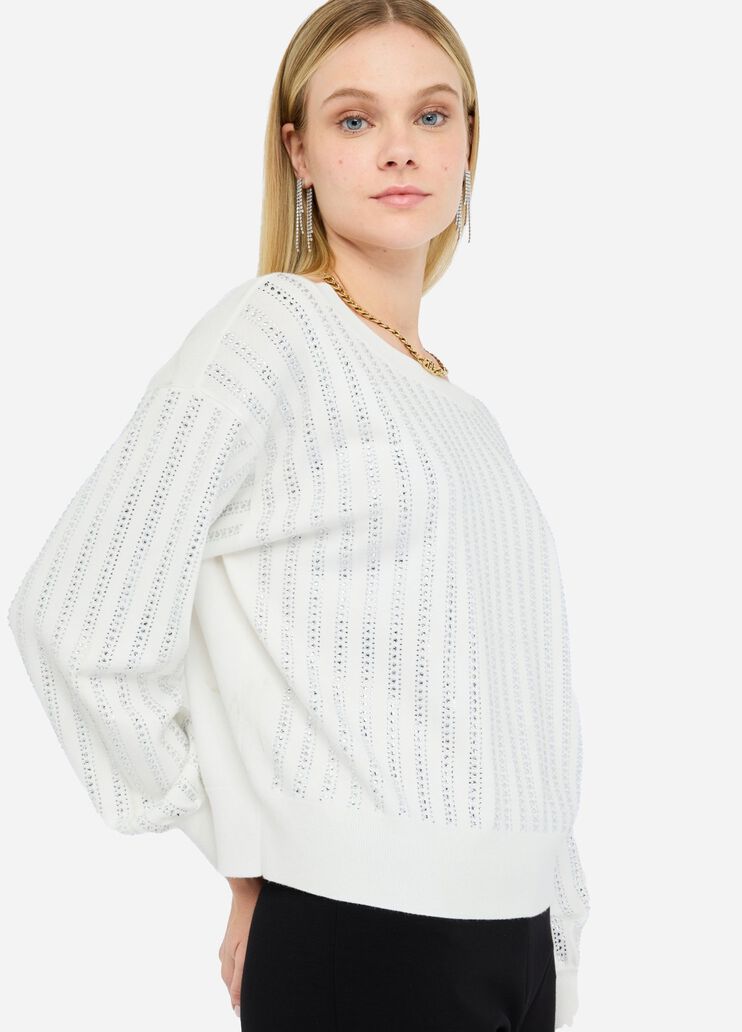 Джемпер со стразами белый/стразы Liu Jo - medium Джемпер со стразами белый/стразы Liu Jo - medium