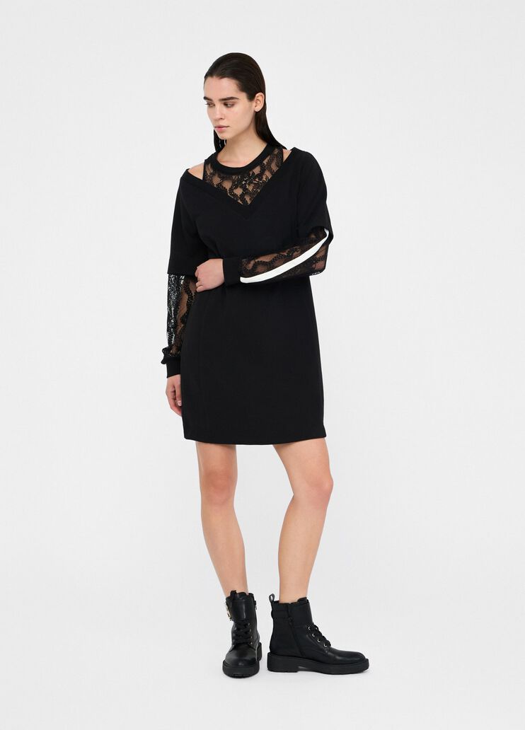 Sweatshirt dress with lace black Liu Jo - large image number 5 Sweatshirt dress with lace black Liu Jo - large image number 5