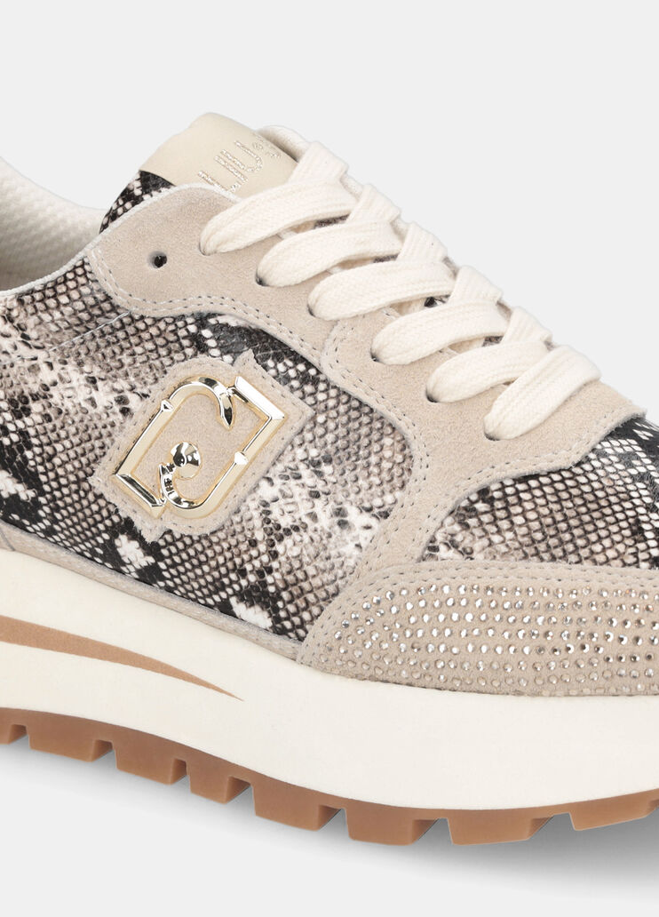 Snakeskin-print sneakers with rhinestones rope Liu Jo - large image number 6