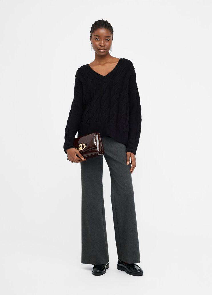 Zopfstrickpullover aus Wolle Schwarz Liu Jo - large image number 5