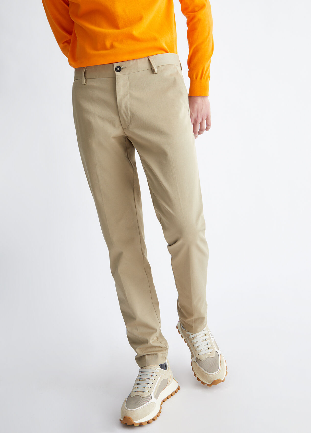 Formal 4 way Stretch Trousers in Beige- Slim Fit
