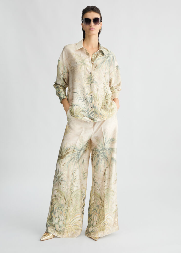 Printed twill palazzo trousers jungle Liu Jo - medium Printed twill palazzo trousers jungle Liu Jo - medium