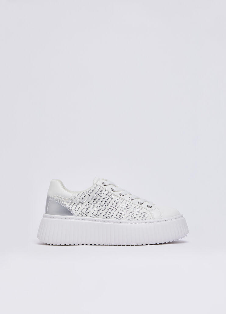 Zapatillas con strass y monograma blanco Liu Jo - medium