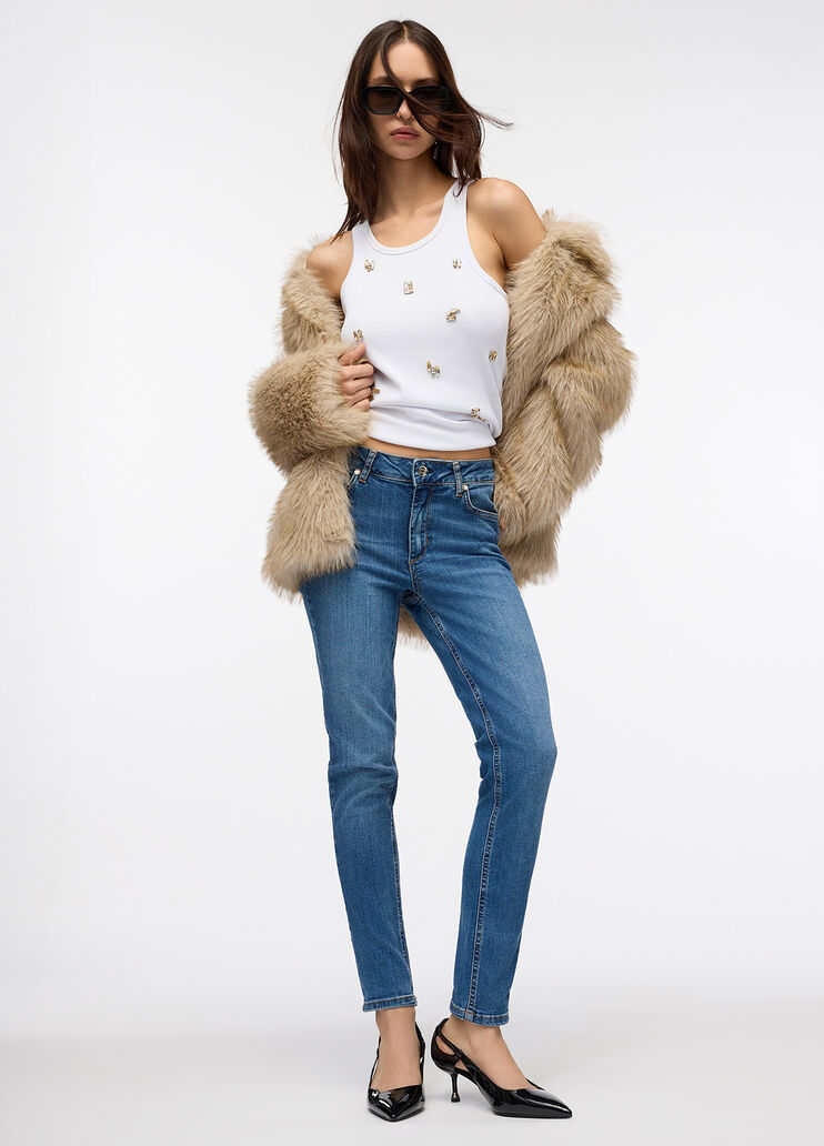 Skinny-Jeans mit hohem Bund Helles Denimblau Liu Jo - medium