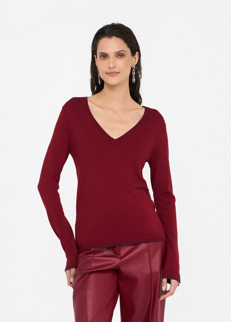 Джемпер с V-образным вырезом горловины красный Liu Jo - medium Джемпер с V-образным вырезом горловины красный Liu Jo - medium