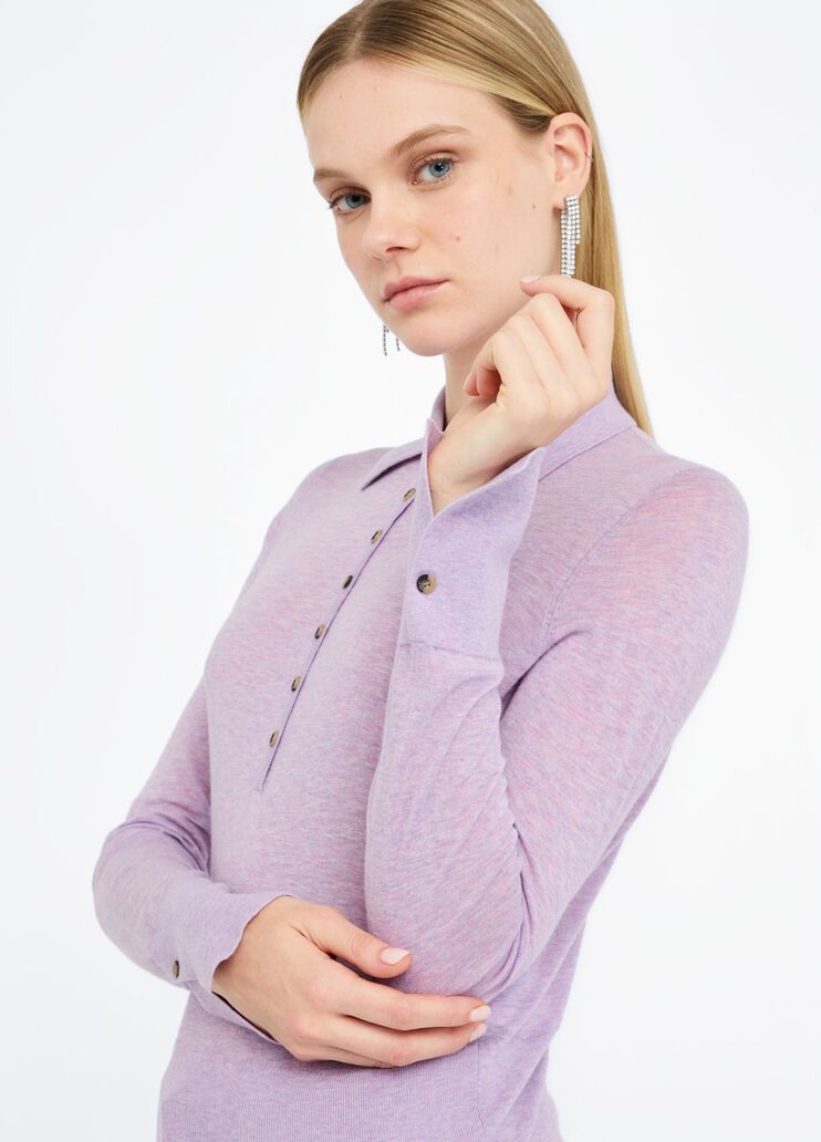 Cotton and cashmere polo shirt lilac Liu Jo - large image number 3 Cotton and cashmere polo shirt lilac Liu Jo - large image number 3