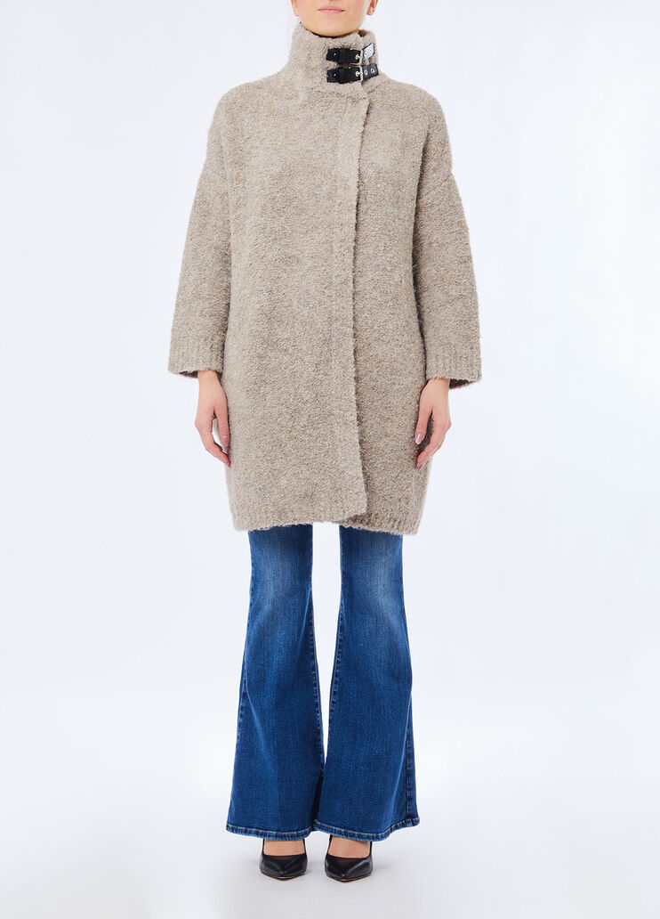 Boucl&eacute; knit coat dark beige Liu Jo - medium
