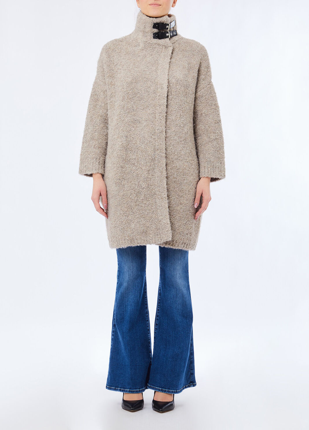 Boucl&eacute;-Strickmantel Dunkelbeige Liu Jo - large image number 0