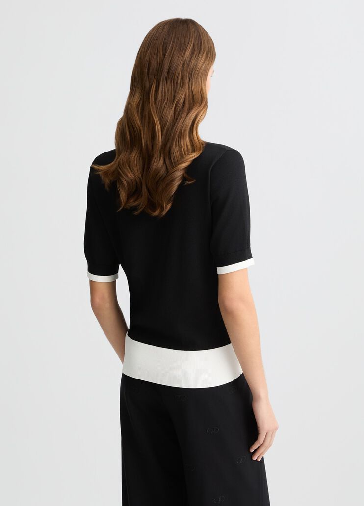 Black and white ribbed jumper black and white Liu Jo - large image number 1 Black and white ribbed jumper black and white Liu Jo - large image number 1