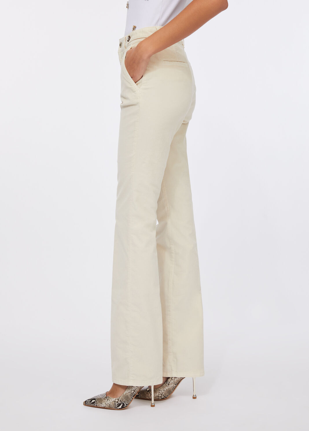 Velvet bootcut trousers light beige Liu Jo - large image number 3