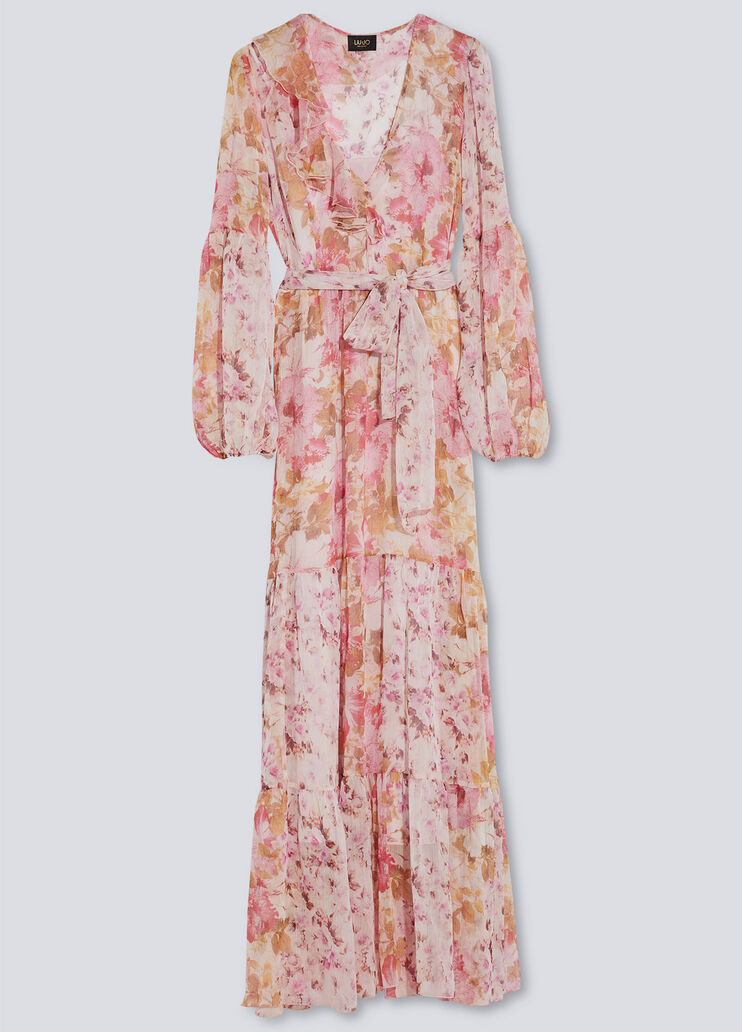 Long flowery dress pink flowers Liu Jo - large image number 4 Long flowery dress pink flowers Liu Jo - large image number 4