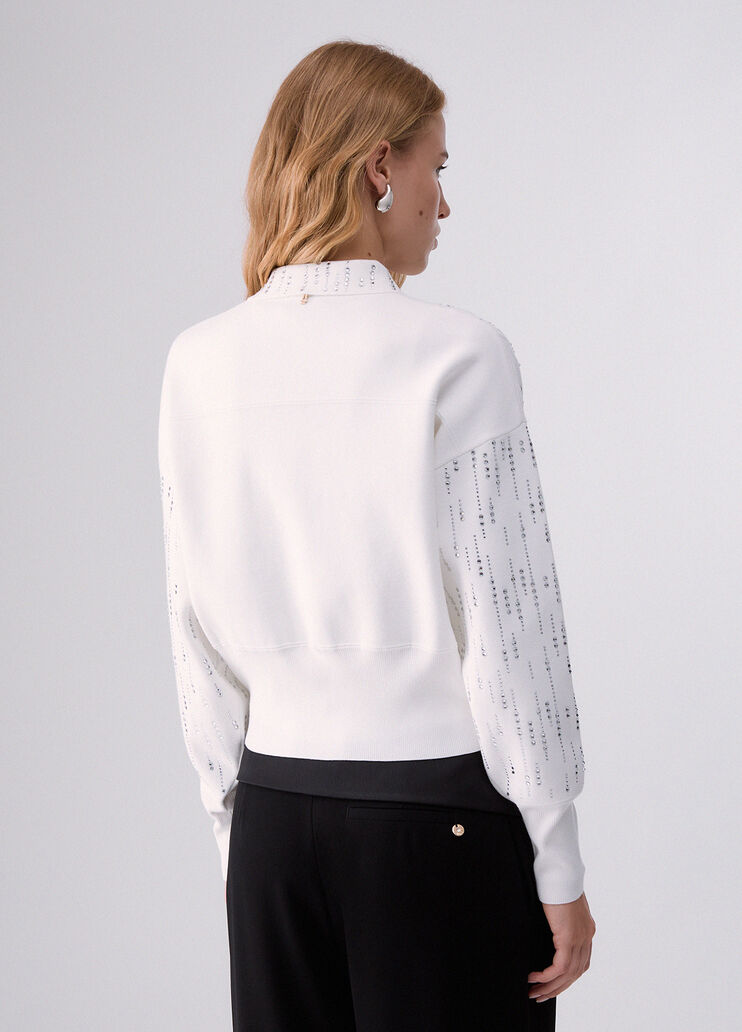 Knit jacket with gemstones white/gemstones Liu Jo - medium