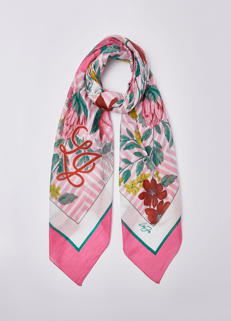Stola con stampa floreale rosa Liu Jo - medium