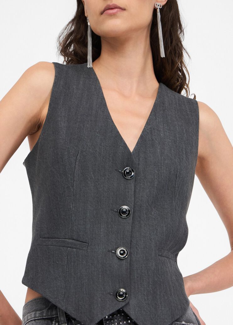 Denim gilet grey denim Liu Jo - large image number 2 Denim gilet grey denim Liu Jo - large image number 2