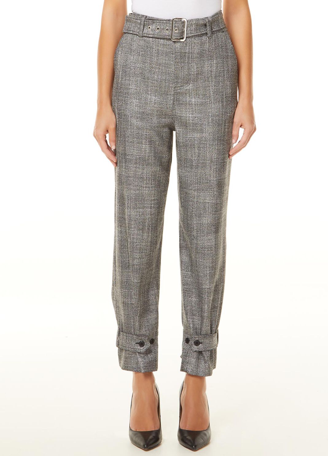 Брюки в виндзорскую клетку Тёмно-серый/люрекс Liu Jo - large image number 0